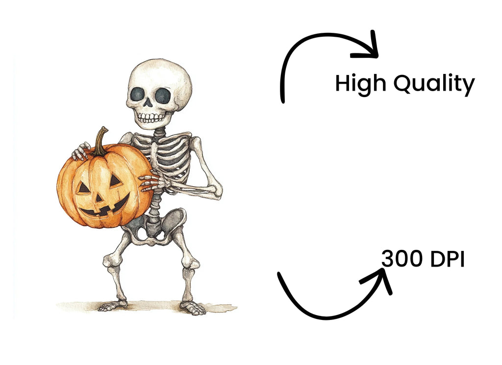 Halloween Skeletons with Pumpkins Clipart Bundle