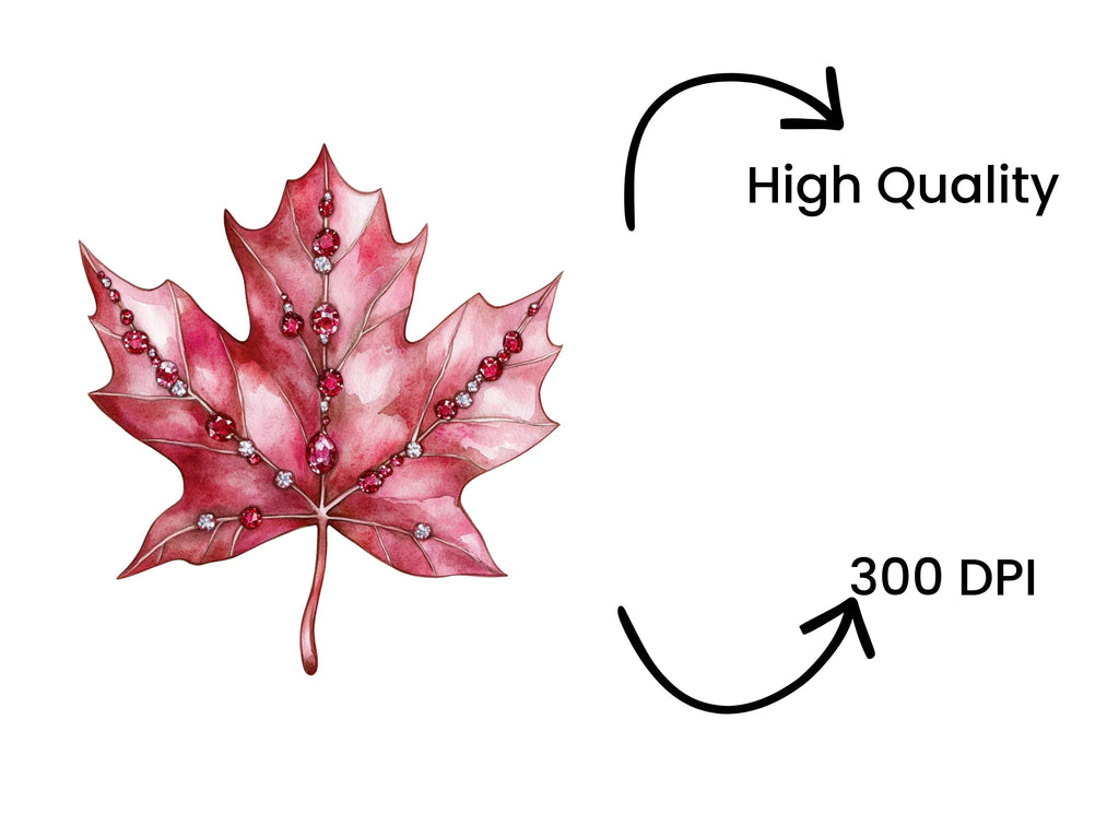 Jeweled Red Maple Leaves Clipart Bundle