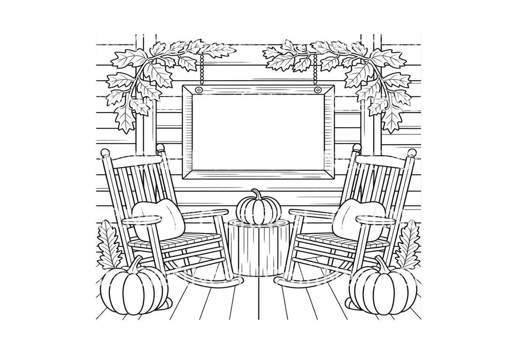 Autumn Porch Scene Coloring Books