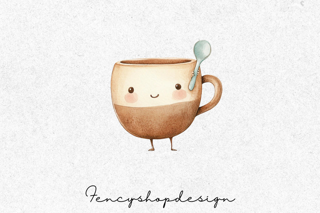 Cute Coffee Mugs Clipart Bundle