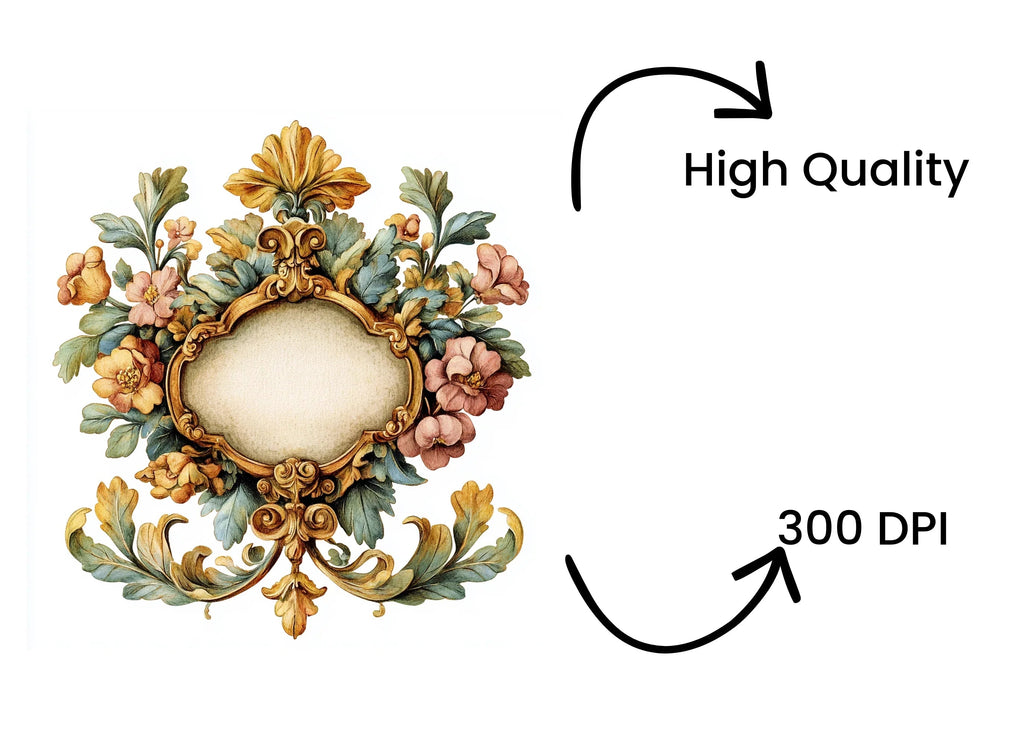 Ornate Floral Frame Clipart Bundle