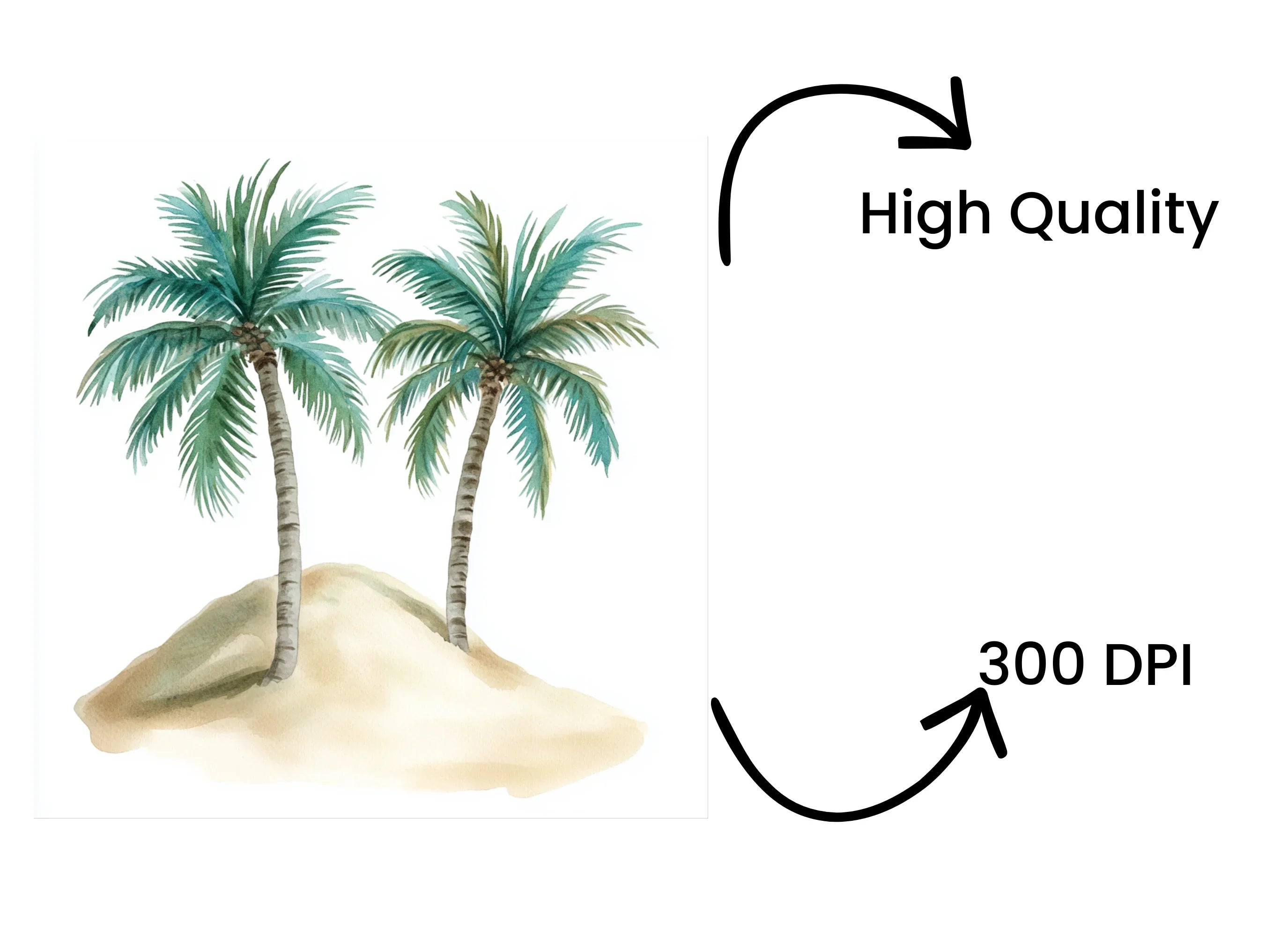 Tropical Palm Tree Island Clipart Bundle