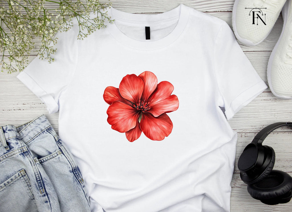 Vibrant Red Geranium Flower Clipart Bundle
