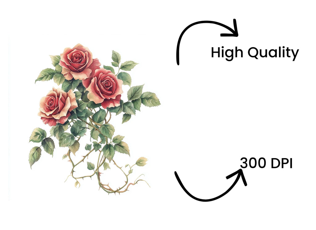 Red Roses Clipart Bundle