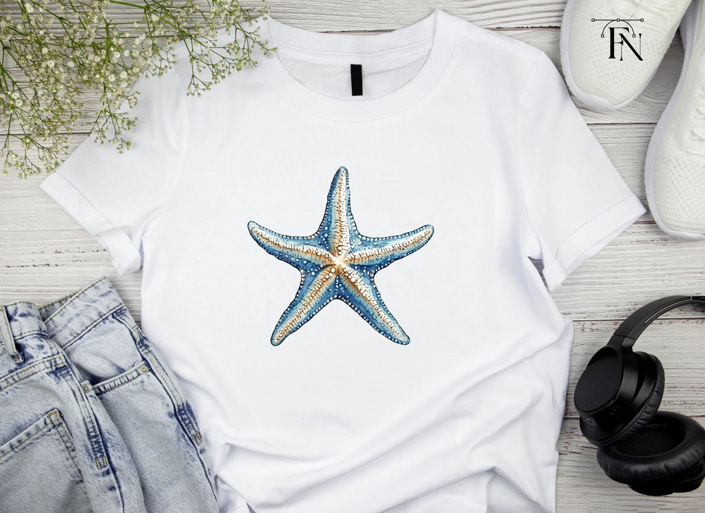 Blue and White Starfish Clipart Bundle
