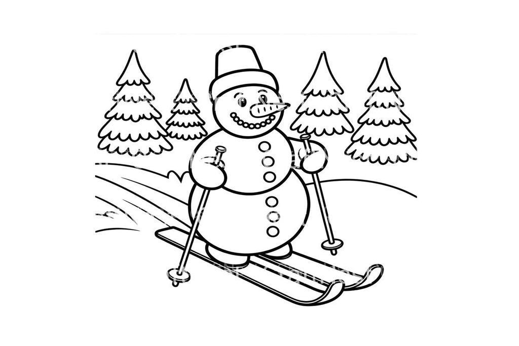 Snowman Skiing Winter Fun Coloring Books