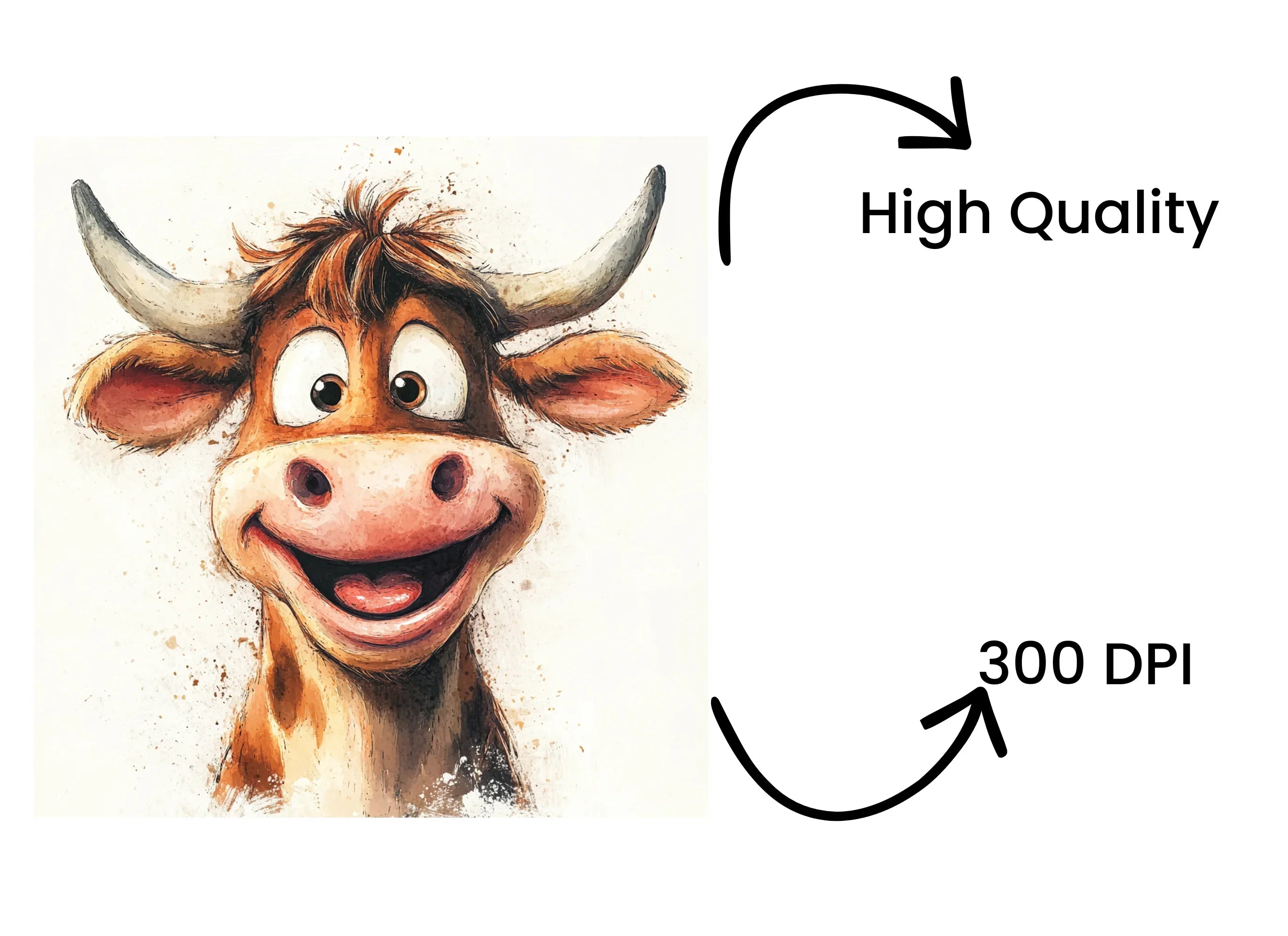 Happy Cartoon Cow Face Clipart Bundle