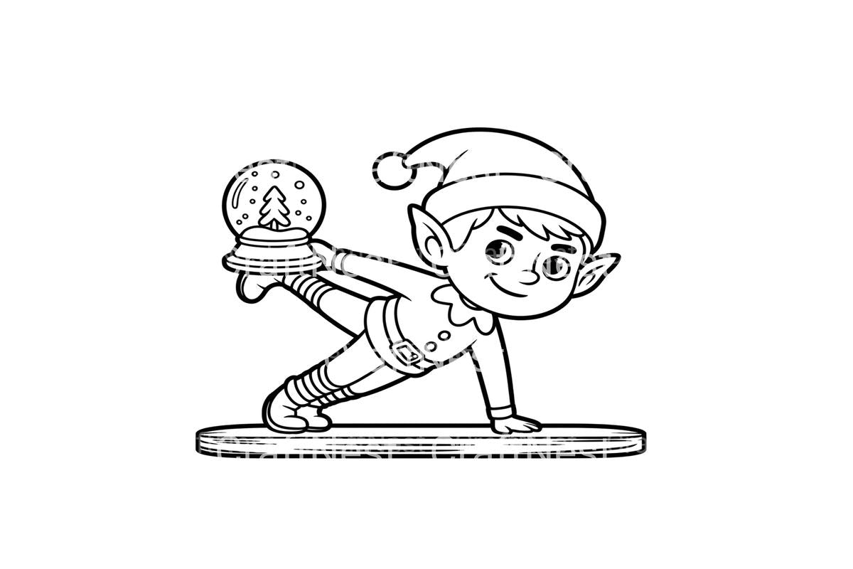 Christmas Elf Yoga Snow Globe Coloring Books