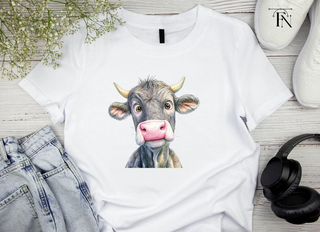 Cute Cartoon Cow Faces Clipart Bundle
