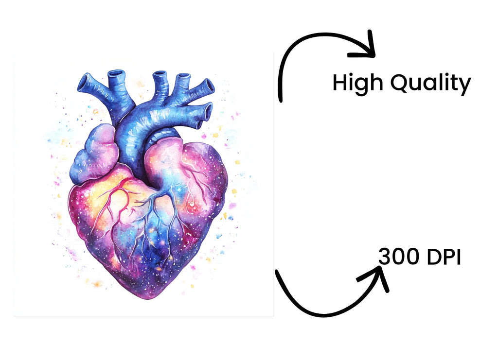 Anatomical Galaxy Heart Clipart Bundle