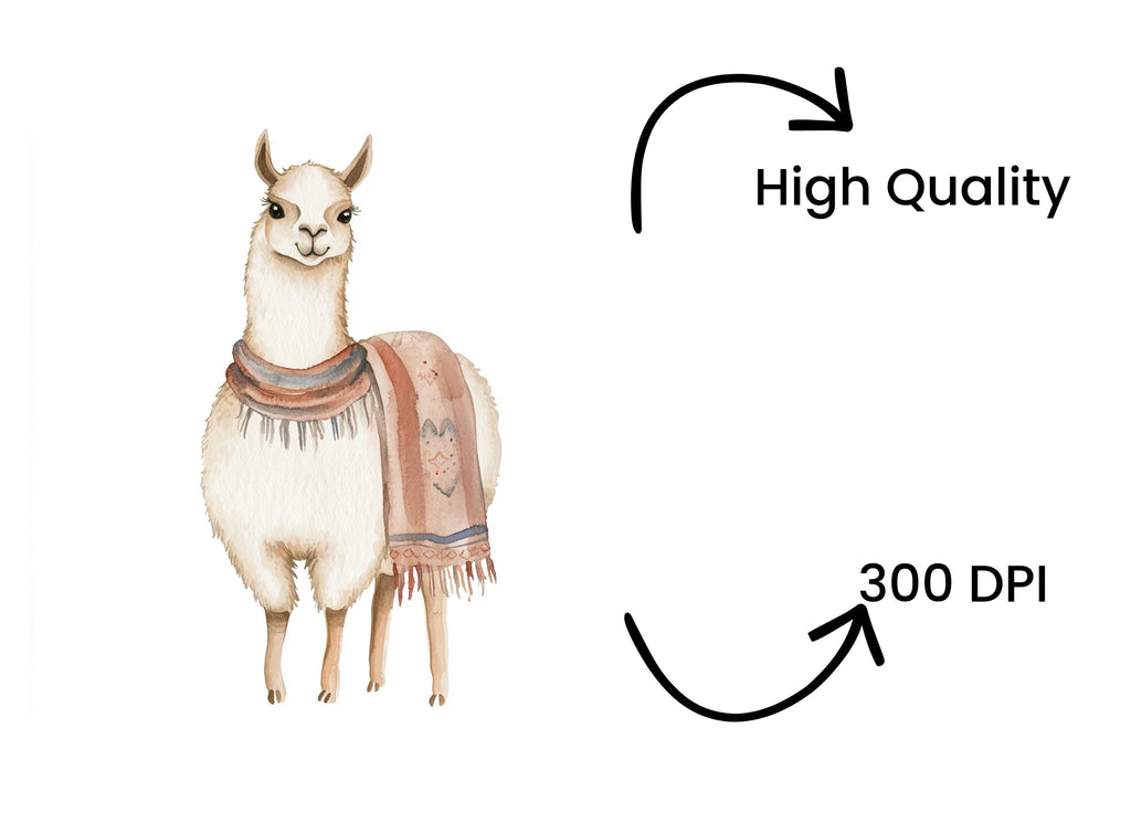 Cute Llama with Scarf Clipart Bundle