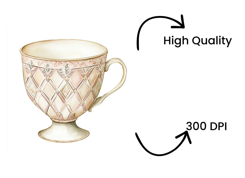 Boho Chic Teacups Clipart Bundle