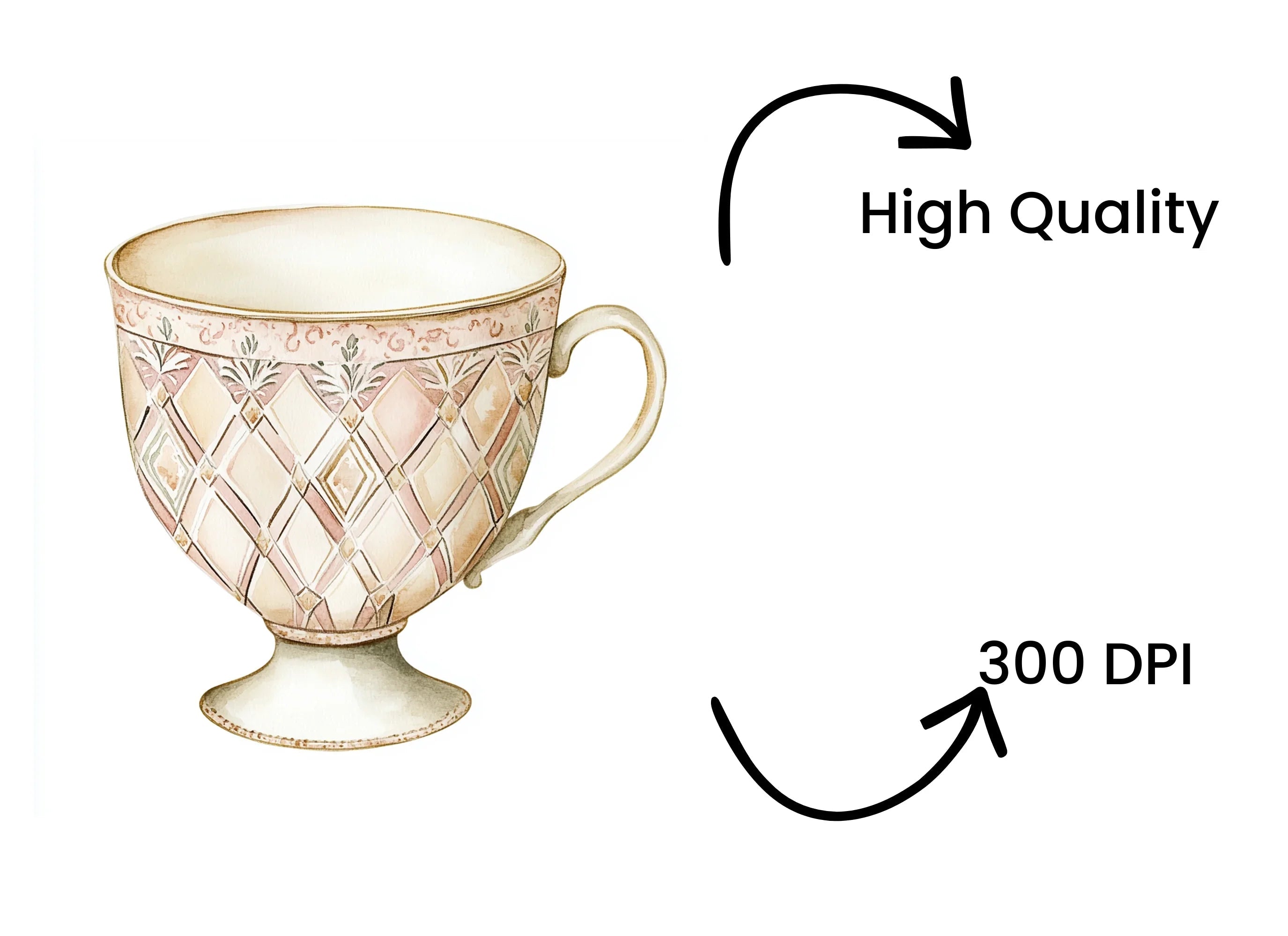 Boho Chic Teacups Clipart Bundle