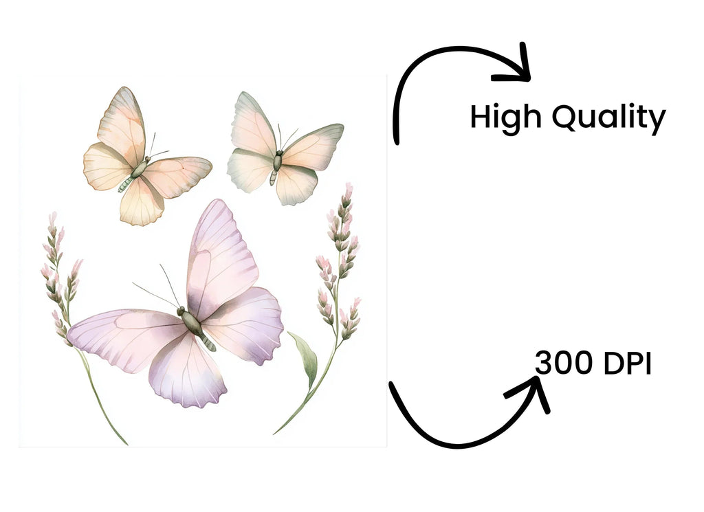 Lavender Butterfly Floral Clipart Bundle