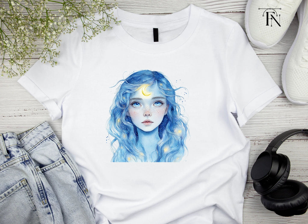 Celestial Blue Haired Girl Clipart Bundle