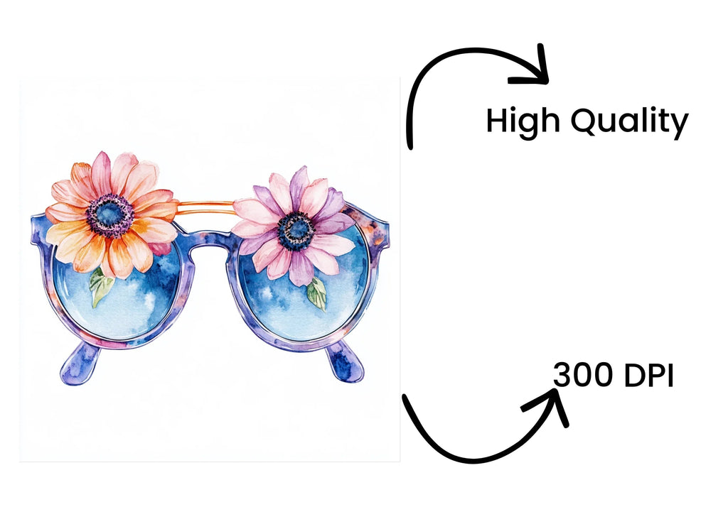 Summer Floral Sunglasses Clipart Bundle