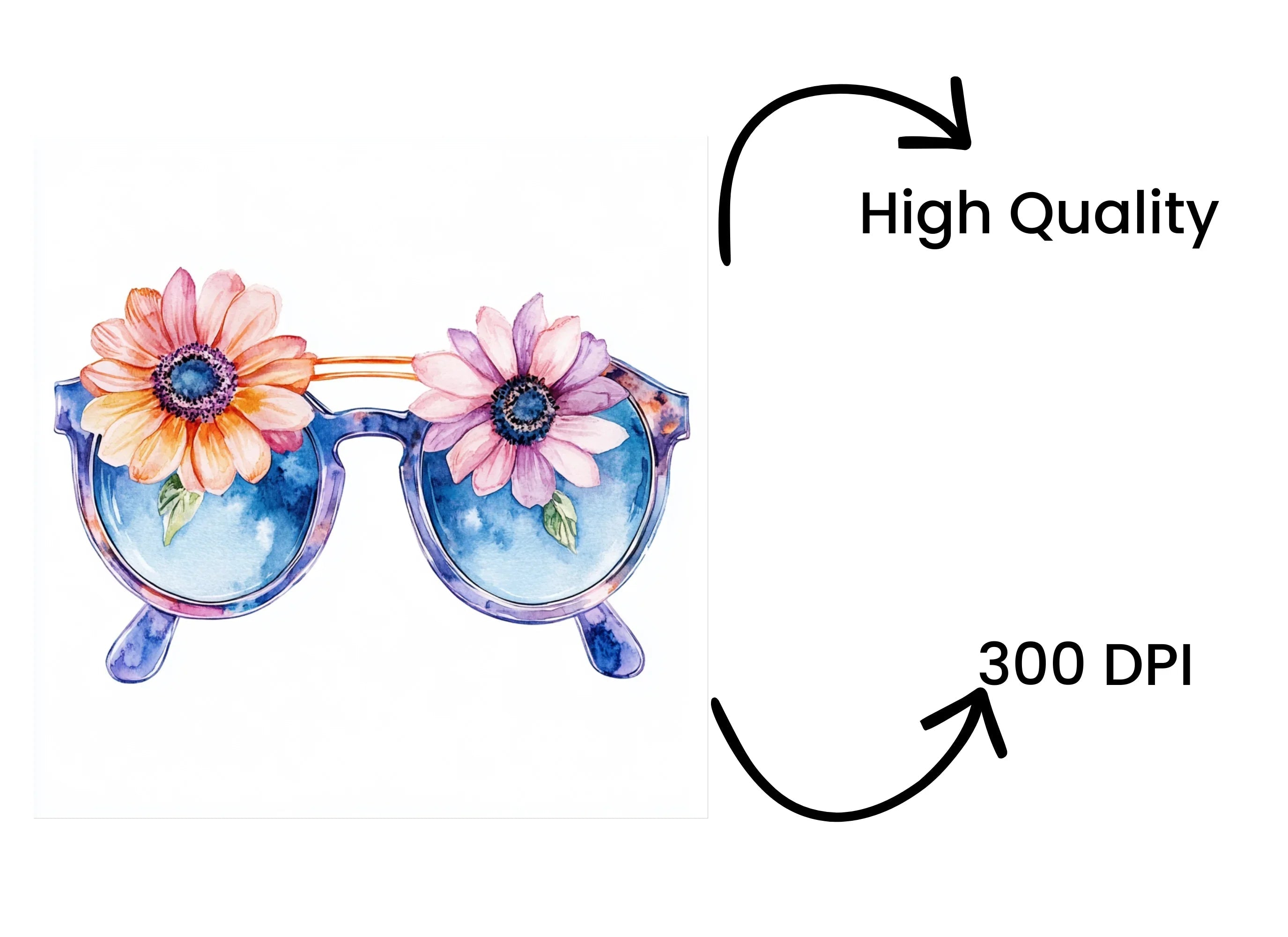 Summer Floral Sunglasses Clipart Bundle