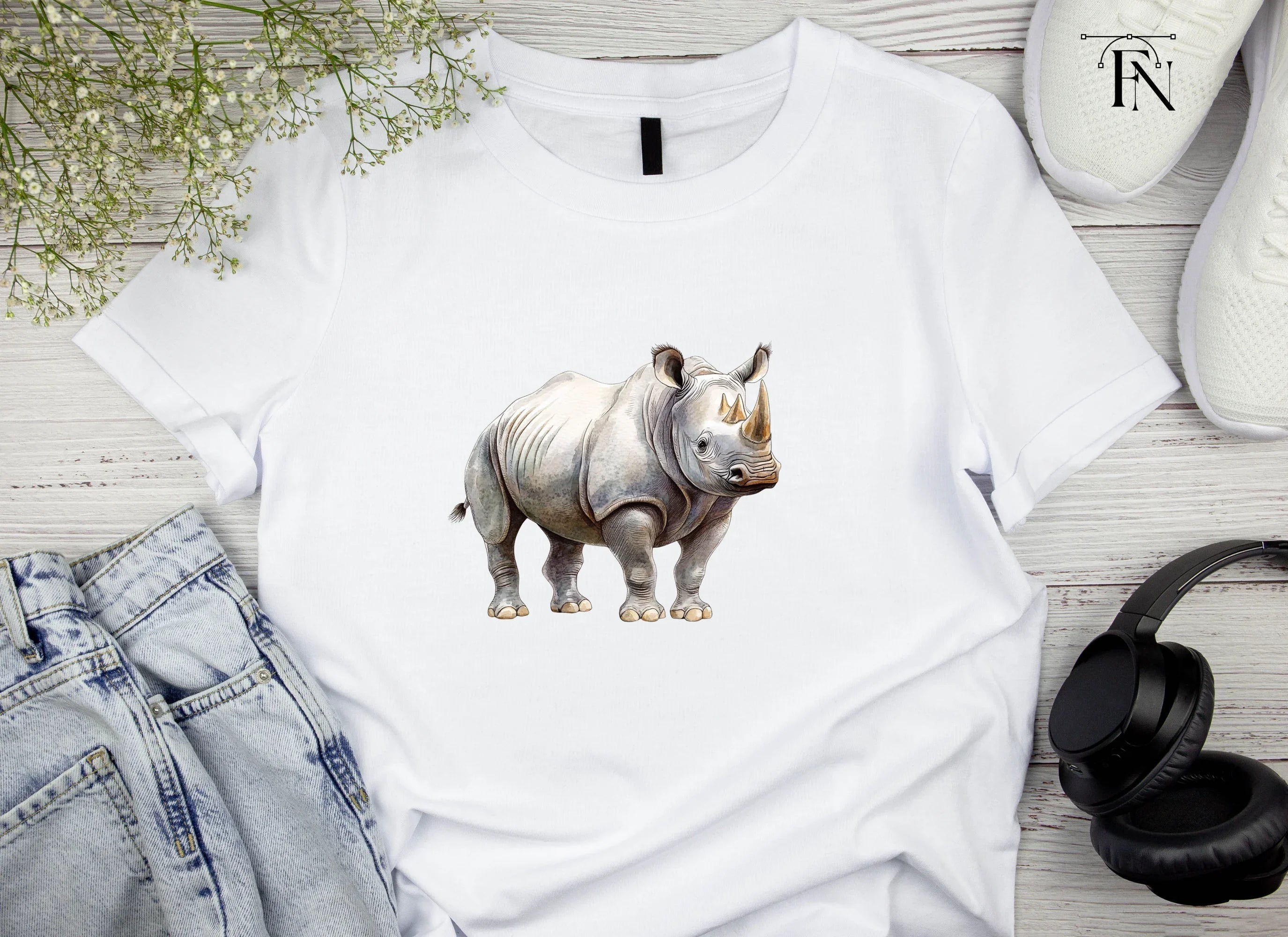 Baby Rhino Cute Wildlife Clipart Bundle
