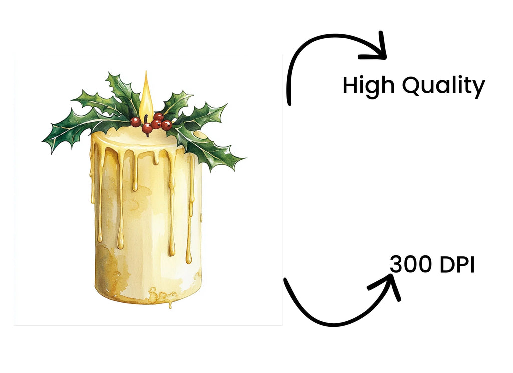Dripping Wax Christmas Candles Clipart Bundle