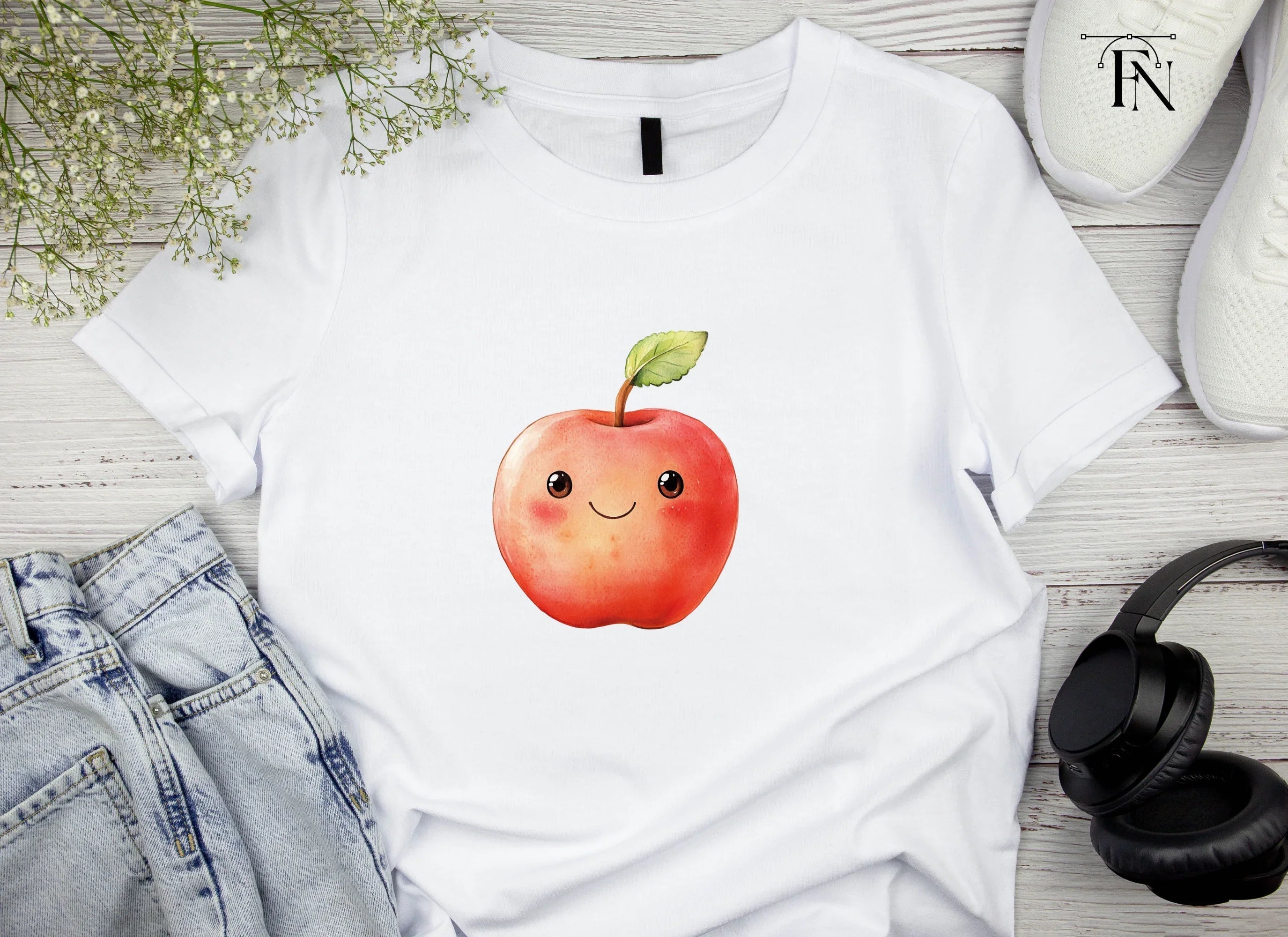 Cute Kawaii Red Apple Clipart Bundle