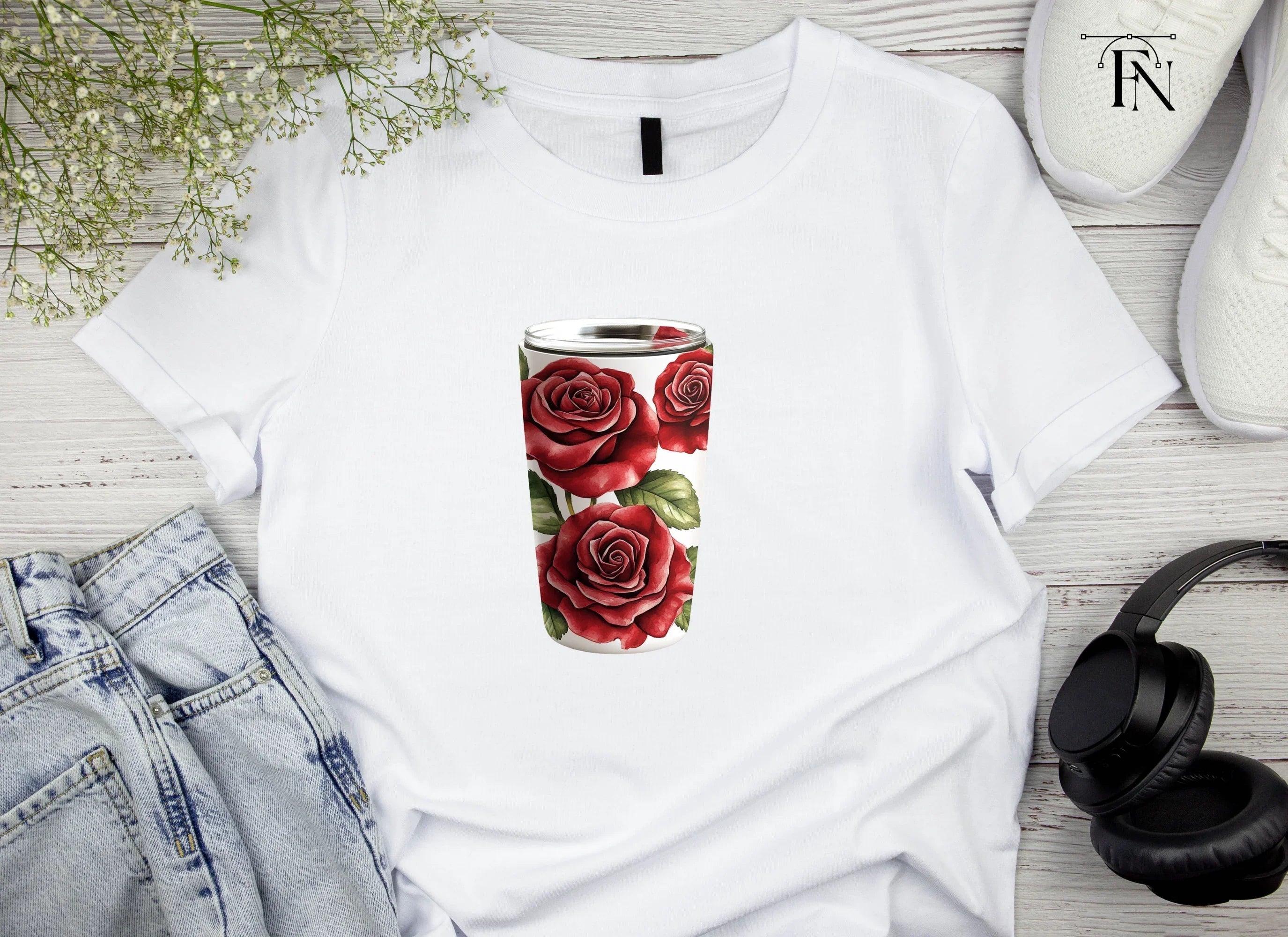 Elegant Red Roses Tumbler Clipart Bundle