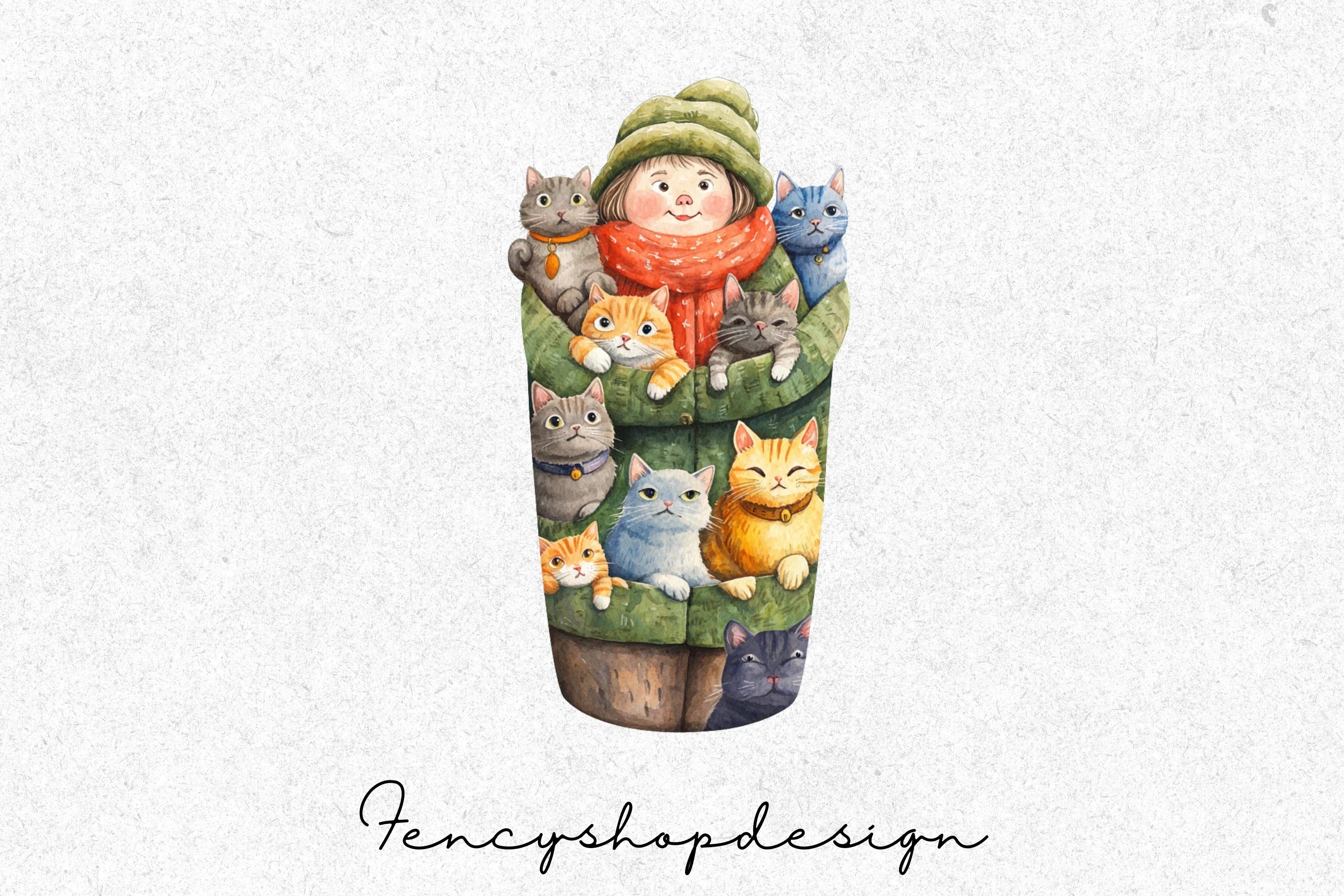 Whimsical Cute Cat Stacked Clipart Bundle