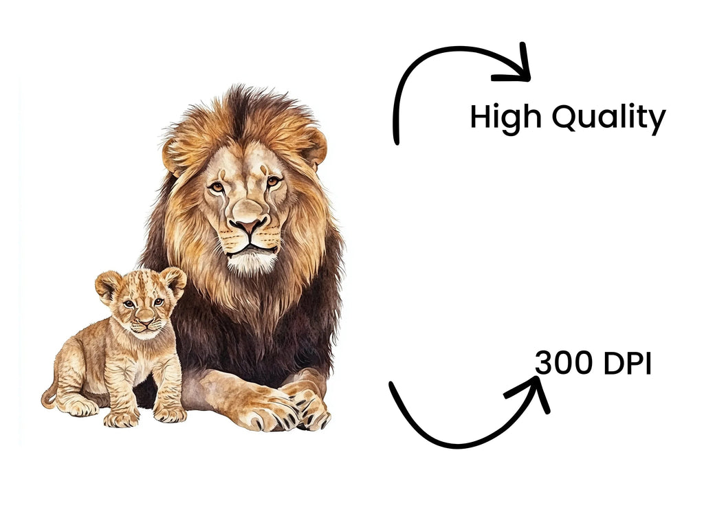 Majestic Lion and Cub Clipart Bundle