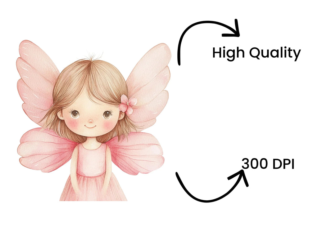 Cute Pink Fairy Clipart Bundle
