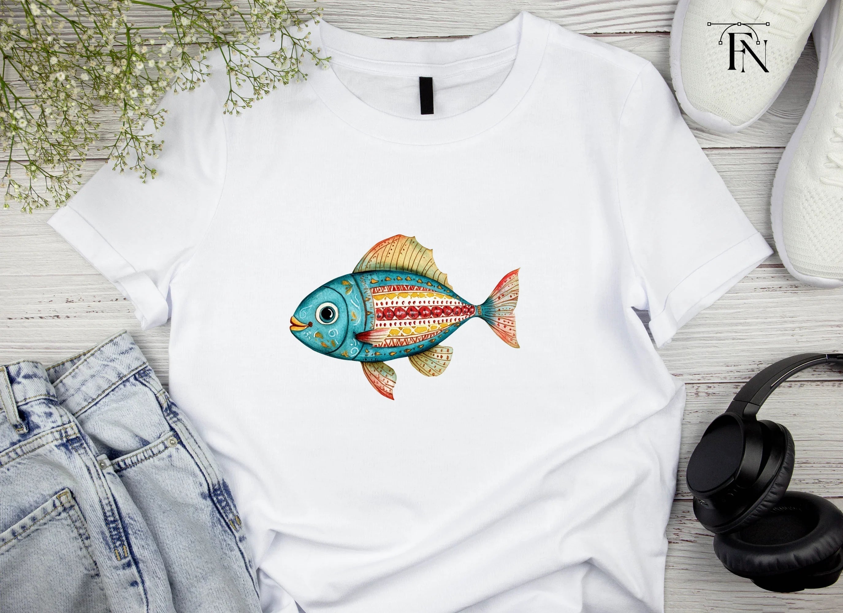 Vibrant Folk Fish Clipart Bundle