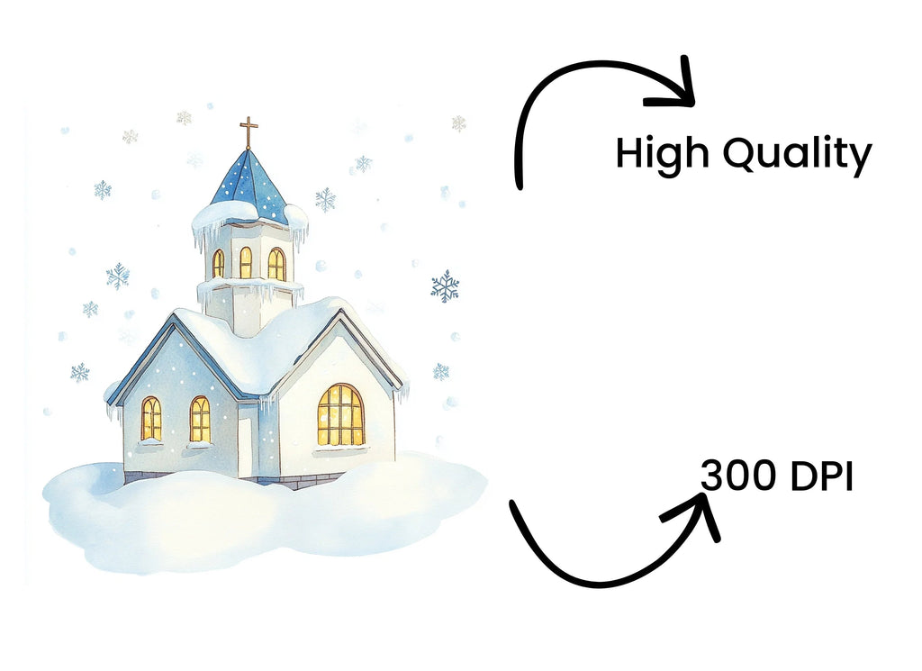 Winter Church Clipart Bundle