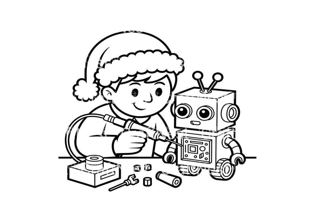 Kids Building Robots Christmas Coloring Books