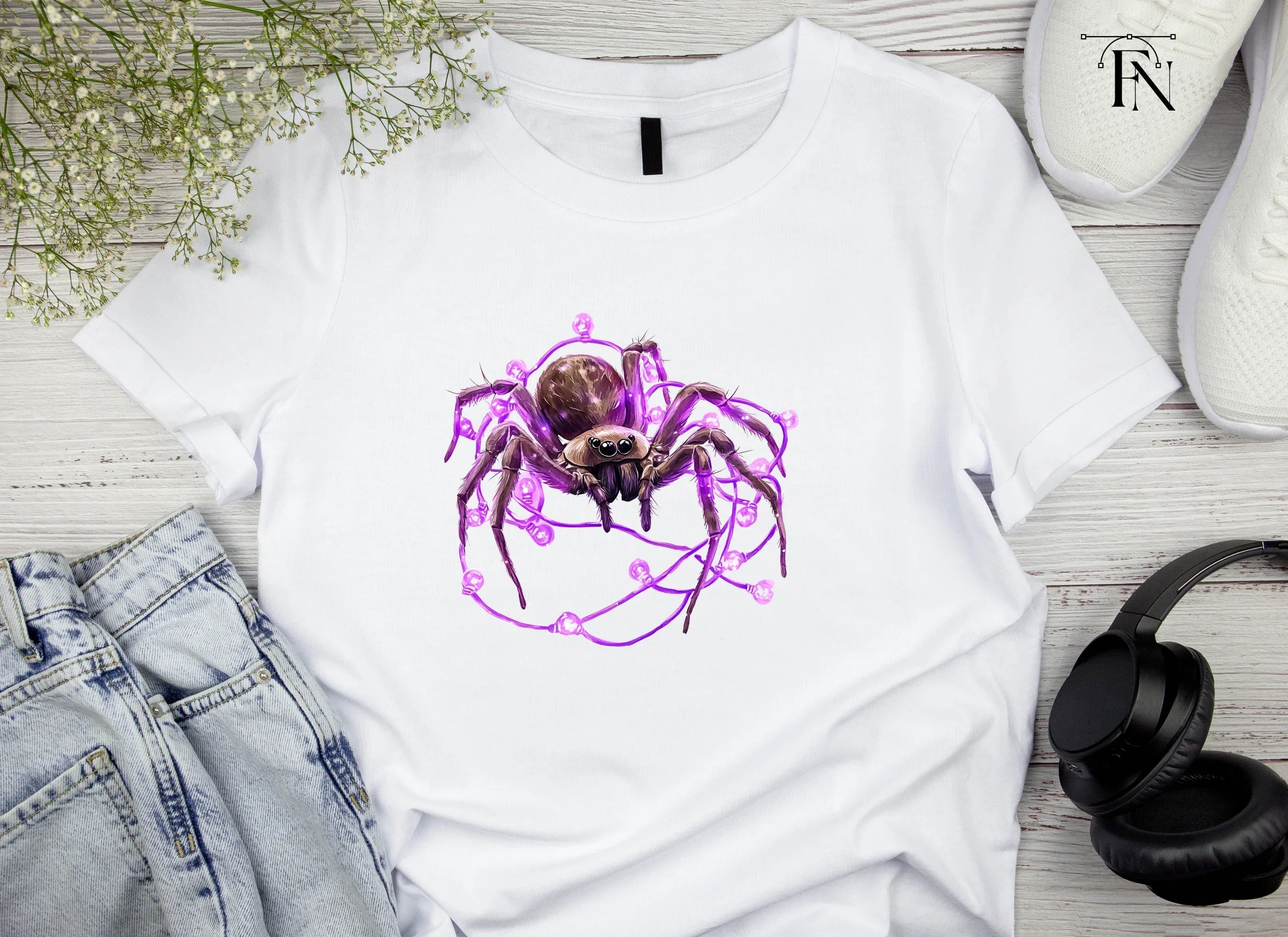 Jumping Spider with Purple Lights Clipart Bundle