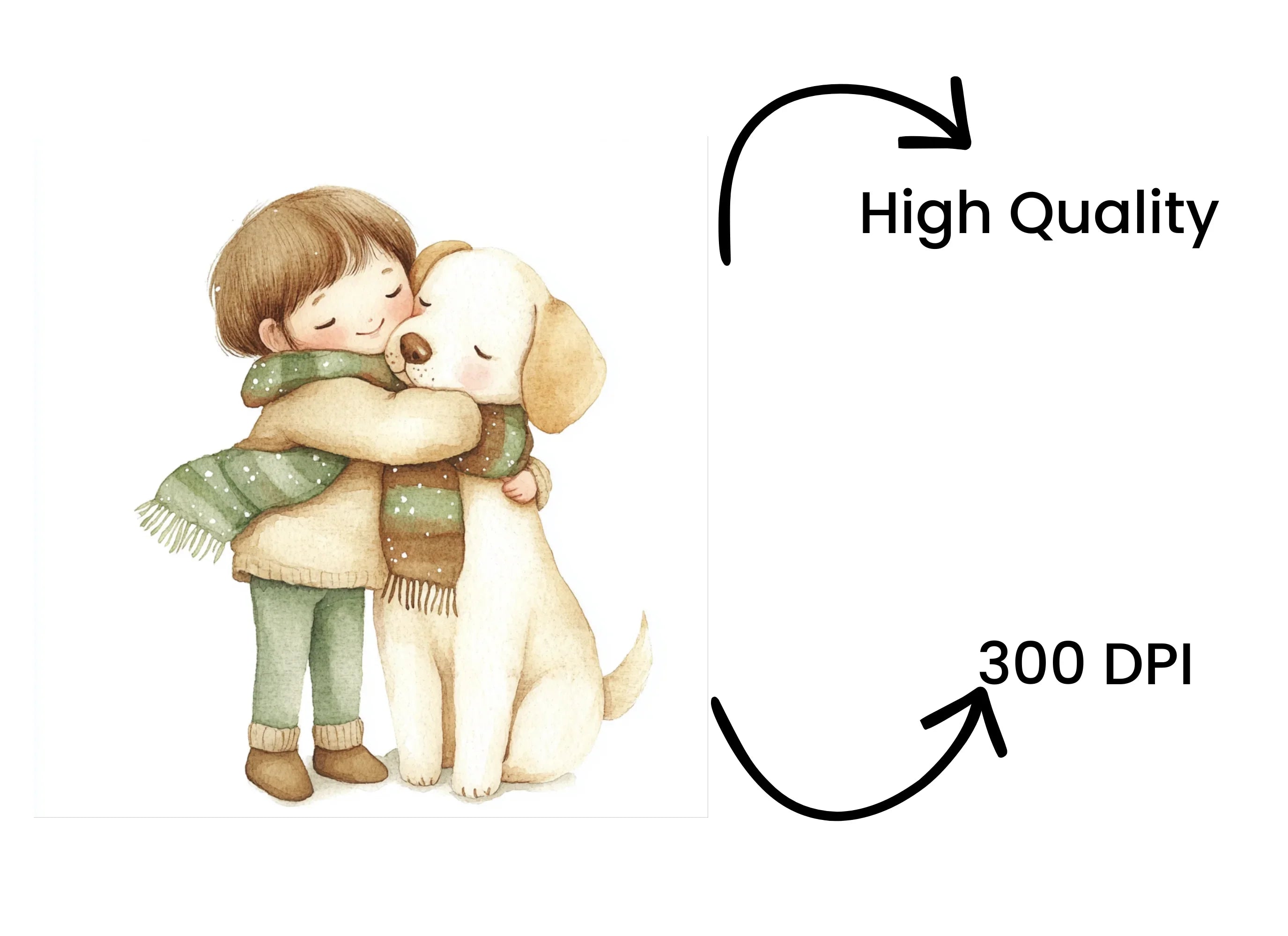 Cute Kids Hugging Dogs Clipart Bundle