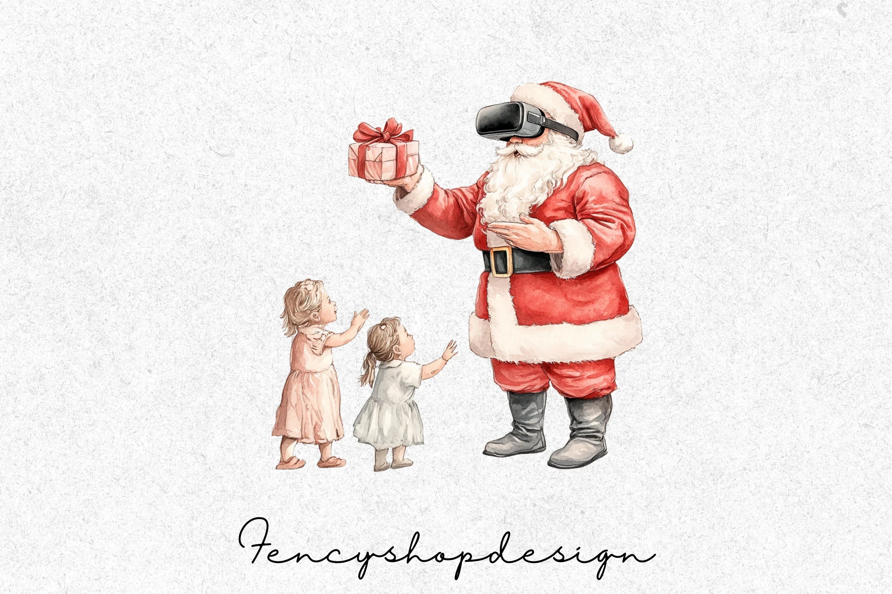 Santa Claus Snow Globe Clipart Bundle
