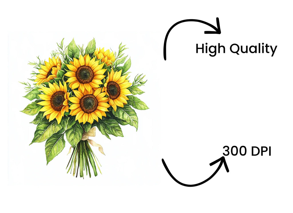 Sunflower Bouquets Clipart Bundle