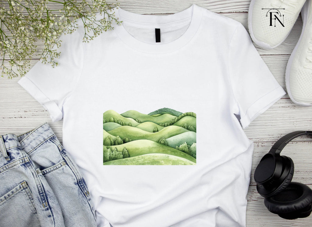 Green Rolling Hills Landscape Clipart Bundle