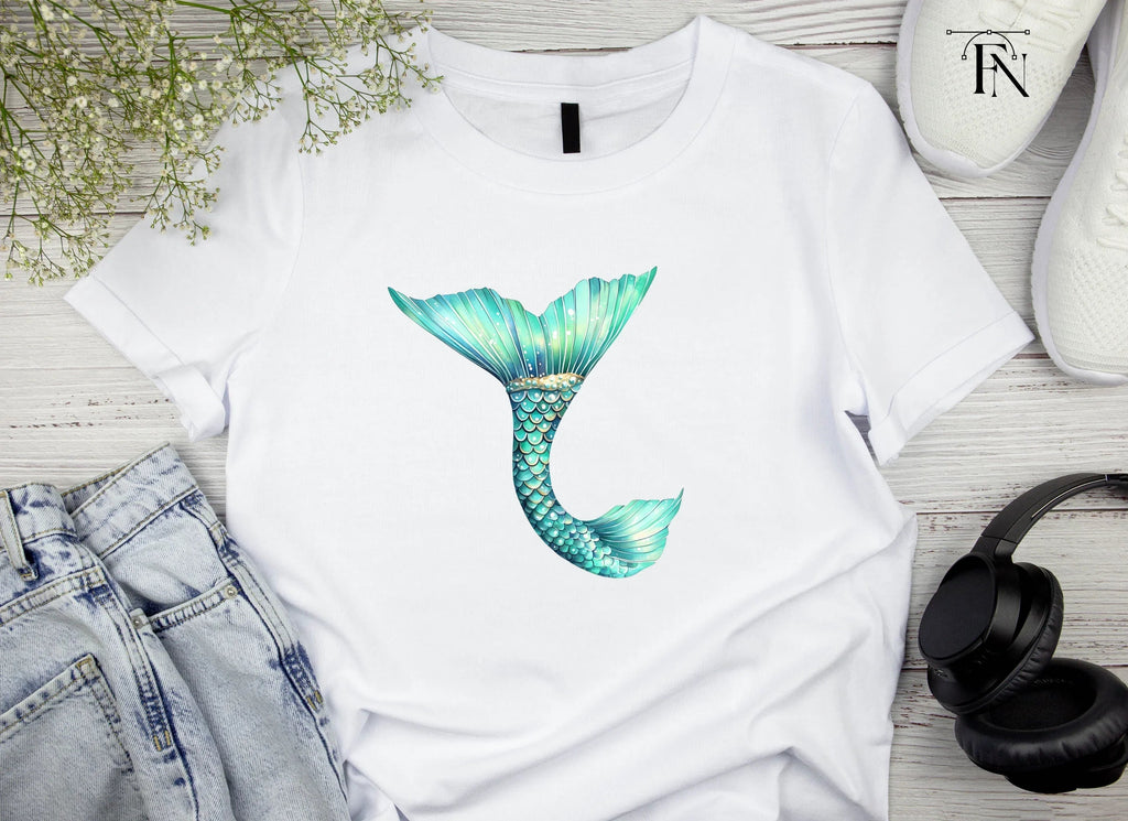 Sparkling Teal Mermaid Tail Clipart Bundle