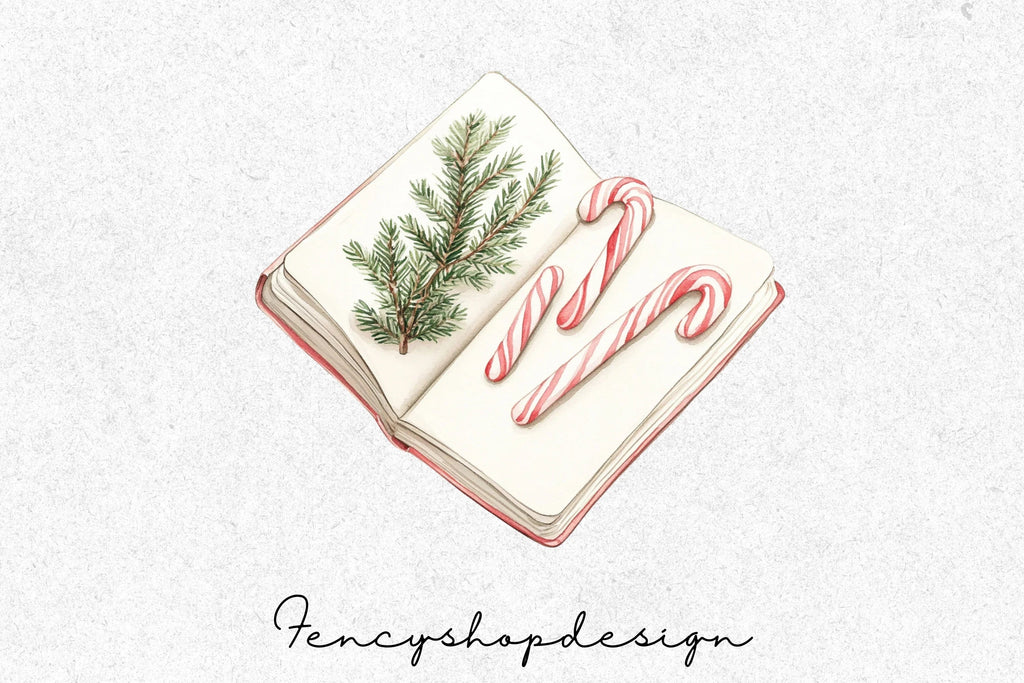 Christmas Candy Cane Book Clipart Bundle