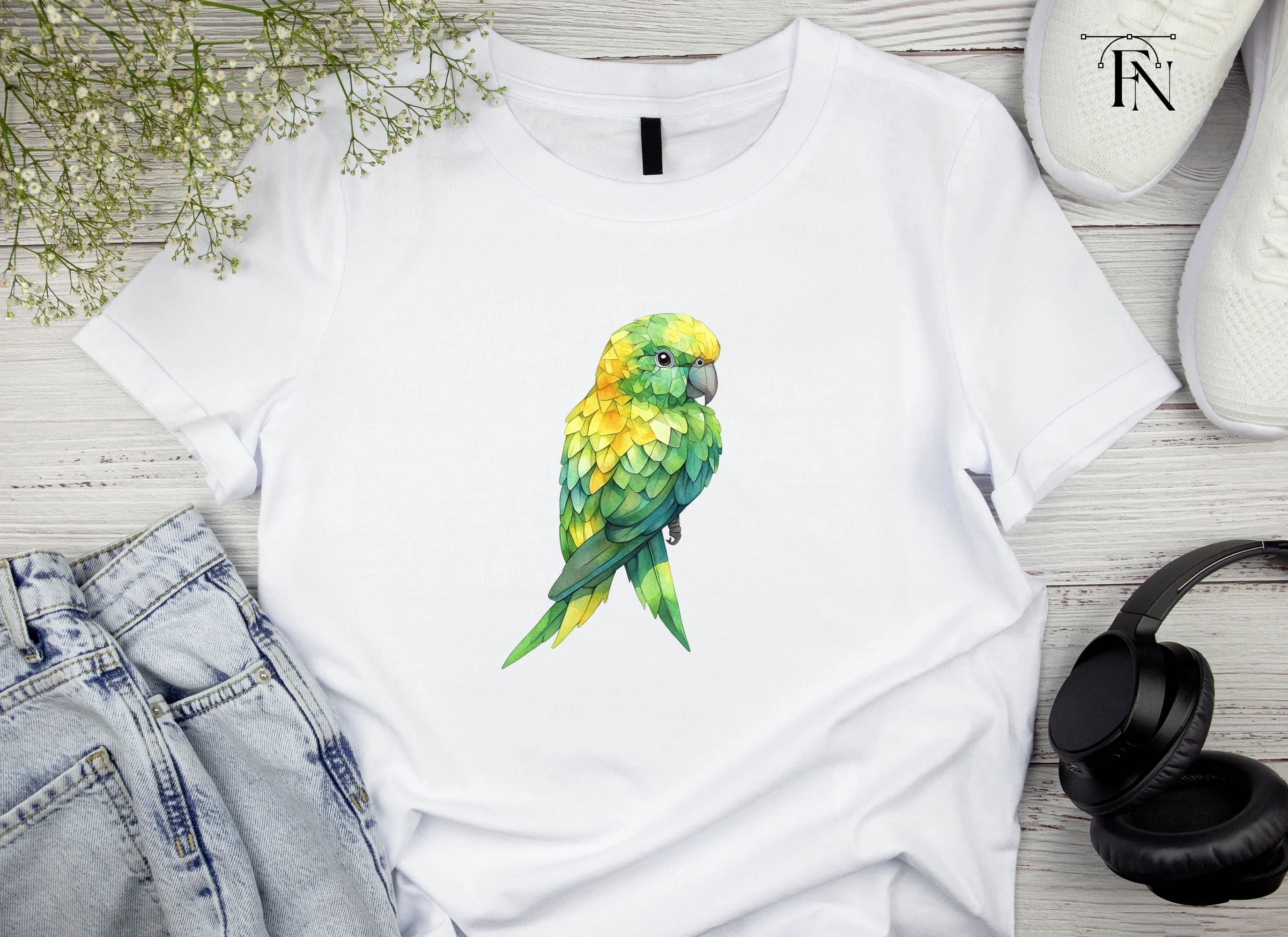 Green and Yellow Parrot Clipart Bundle