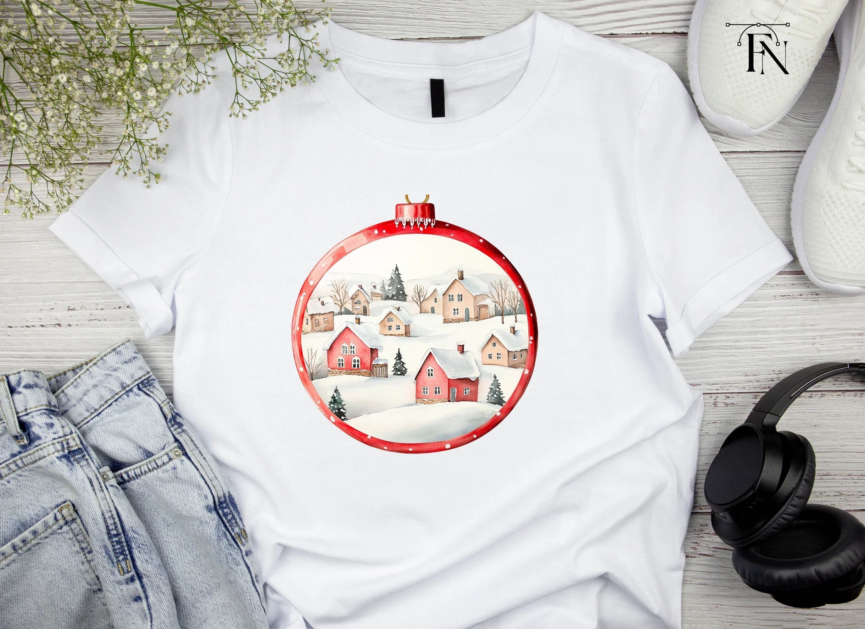 Winter Village Christmas Ornament Clipart Bundle