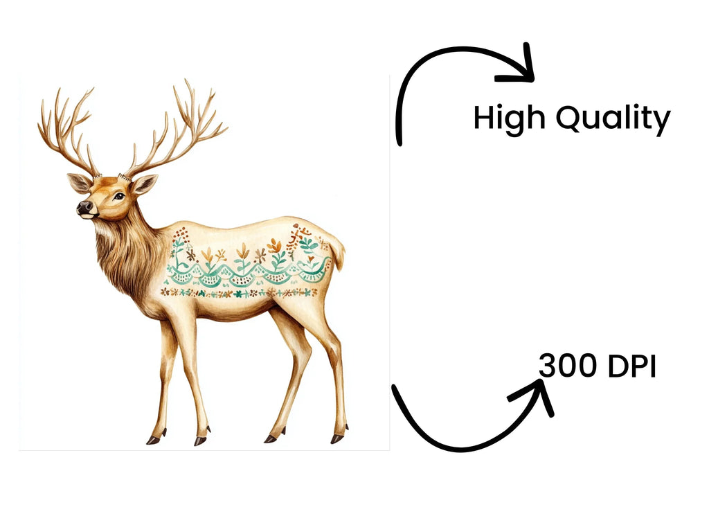 Boho Deer Clipart Bundle