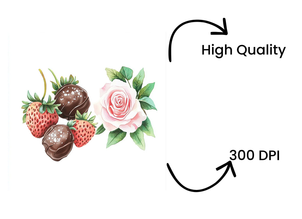 Strawberries Chocolate Roses Clipart Bundle