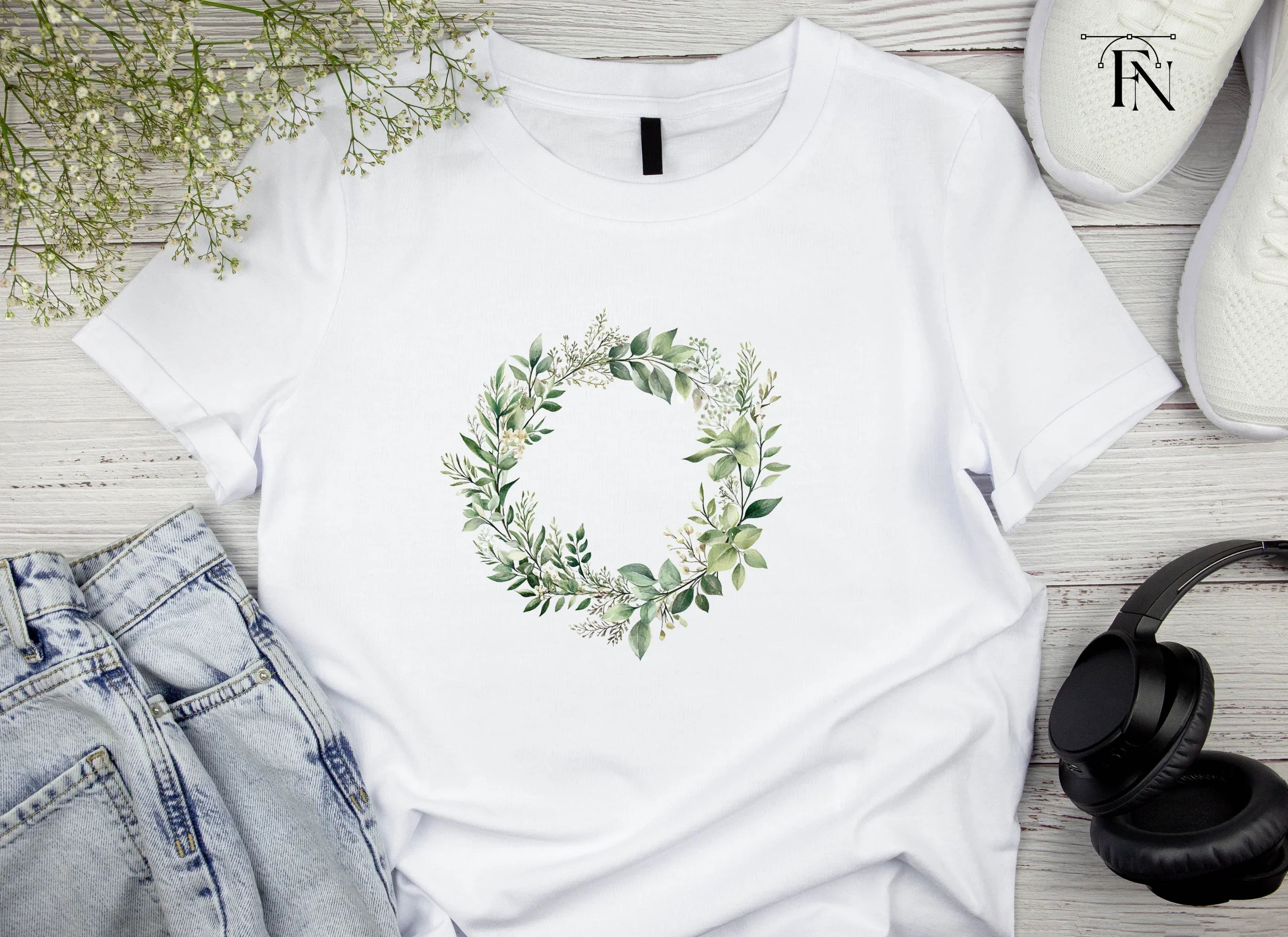 Greenery Wreaths Clipart Bundle