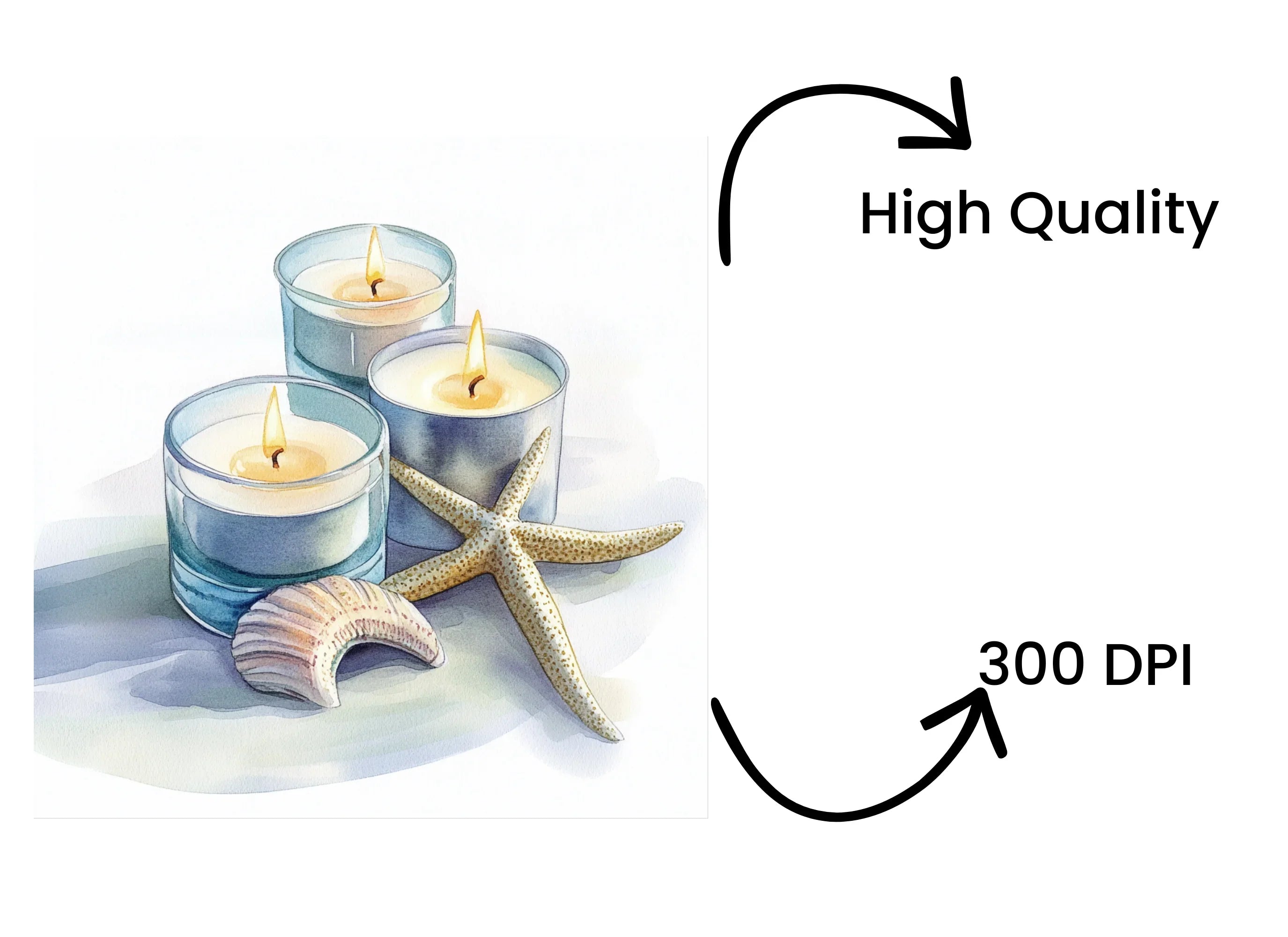 Tealight Candles and Starfish Clipart Bundle