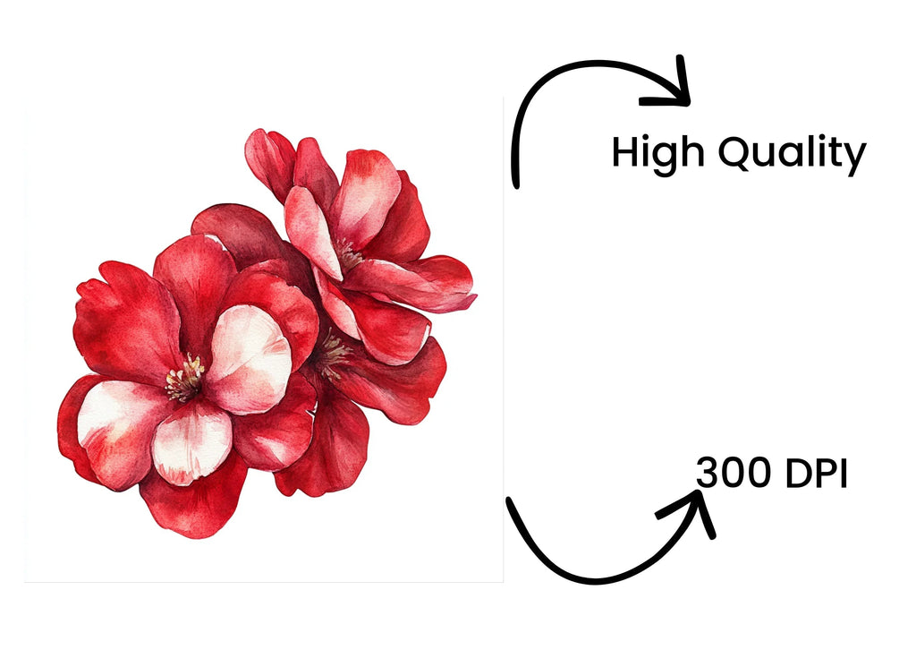 Vibrant Red Flower Petals Clipart Bundle