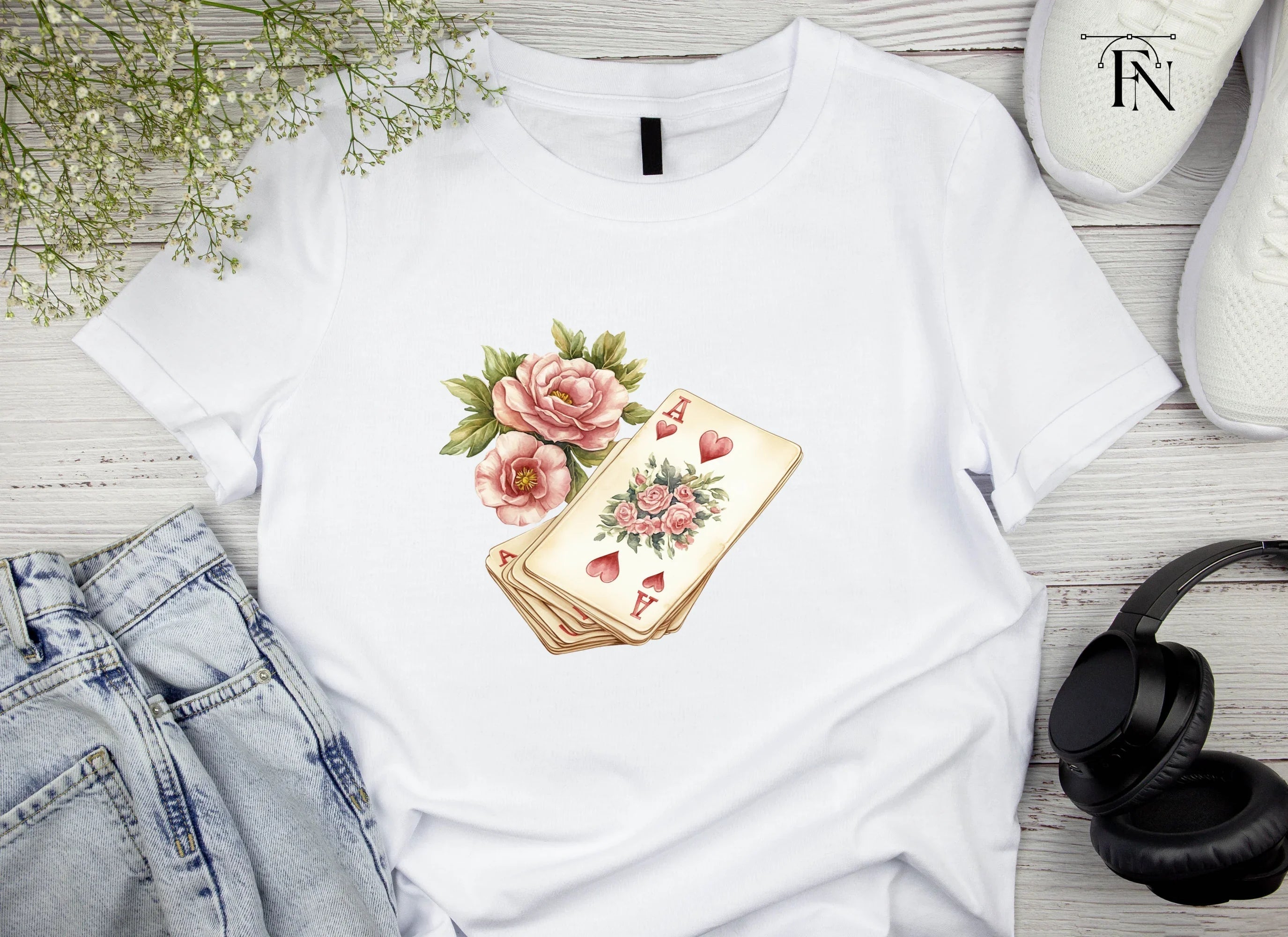 Vintage Floral Playing Cards Clipart Bundle