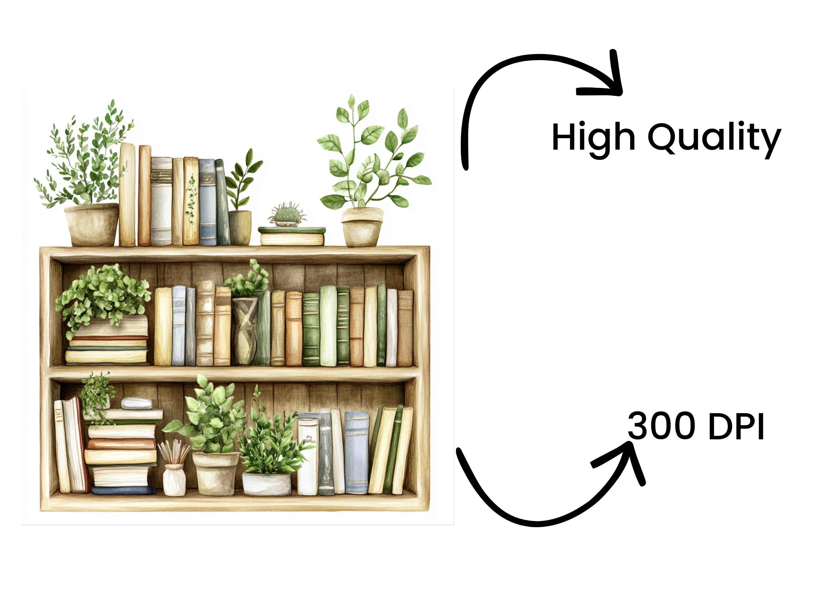 Botanical Bookshelves Clipart Bundle