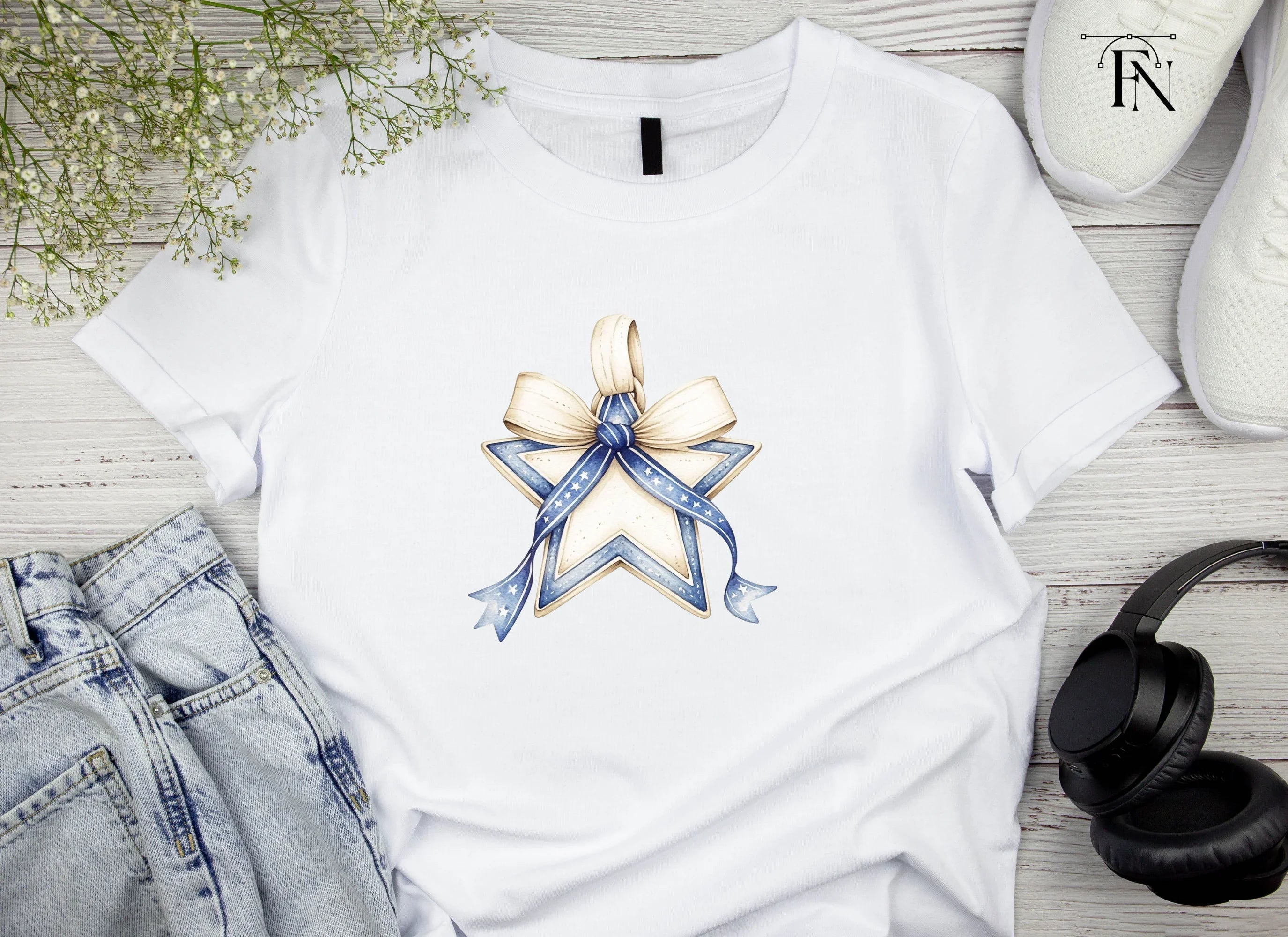 Decorative Star with Ribbon Clipart Bundle