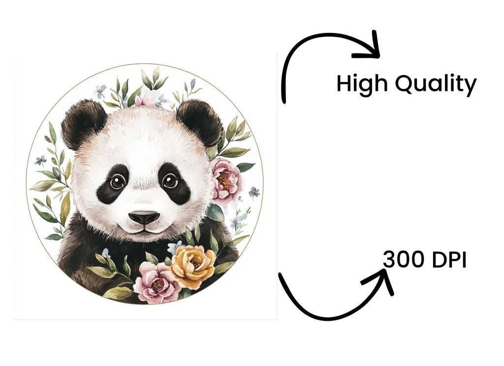 Floral Panda Bear Face Clipart Bundle