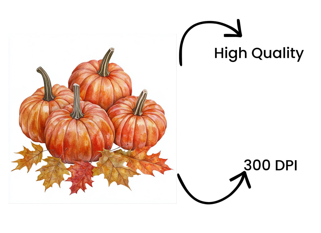 Autumn Pumpkin and Leaves Clipart Bundle